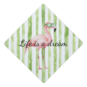 Toque De Diplômé Flamant rose rose blanc vert