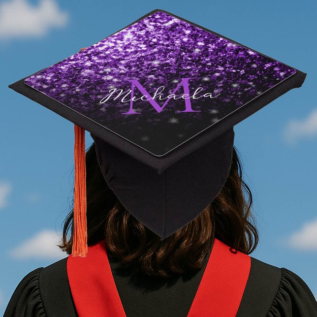 Toque De Diplômé Flamme de parties scintillant violet foncé scintil (Créateur téléchargé)