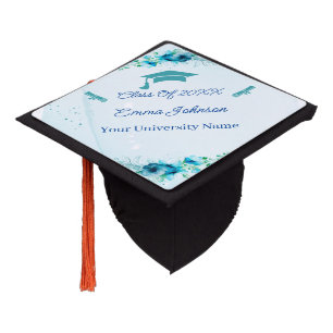 Toque De Diplômé Fleur Bleue Élégante Personnalisée