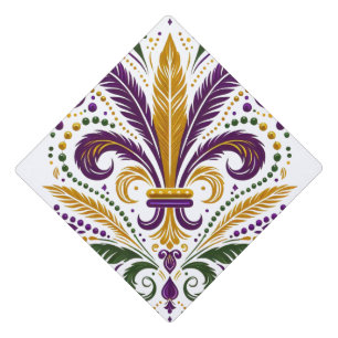 Toque De Diplômé Fleur de lis jaune et vert violet