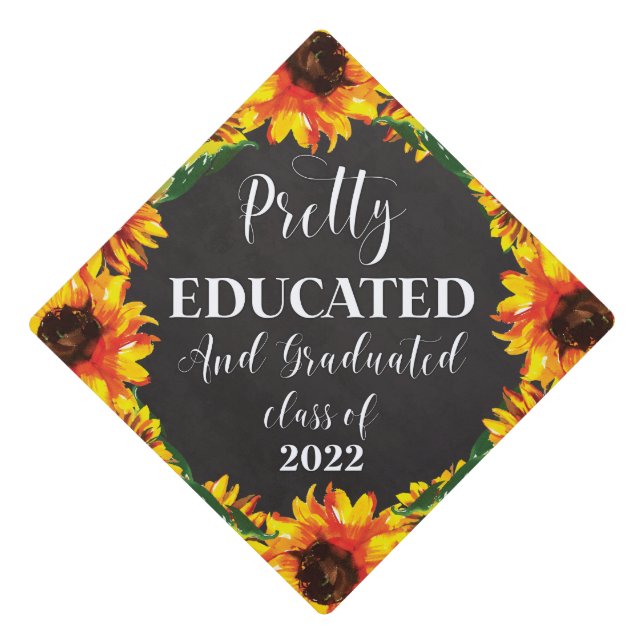 Toque De Diplômé Fleur de tournesol assez instruite et diplômée (Devant)