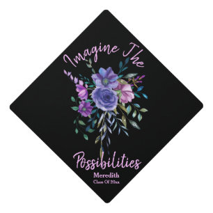 Toque De Diplômé Fleur manuscrit "Imagine The Possibilités"