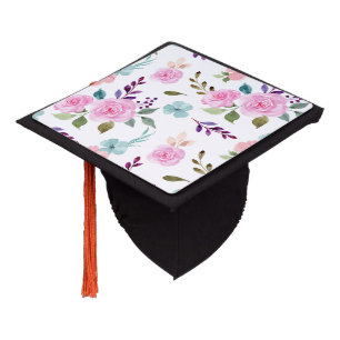 Toque De Diplômé Fleur rose aquarelle sans couture