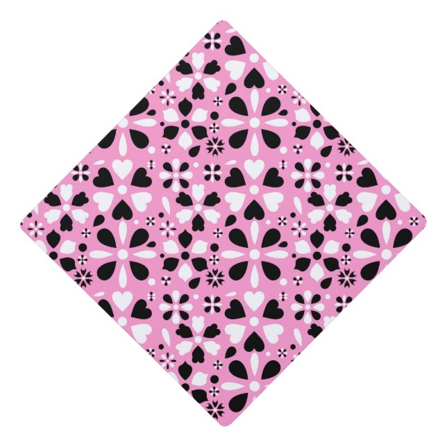 Toque De Diplômé Fleurs blanches noires mignonnes (Devant)