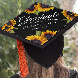 Toque De Diplômé Fleurs de soleil chic rustique élégant gra d'été