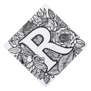 Toque De Diplômé Fleurs de tatouage personnalisées en noir et blanc