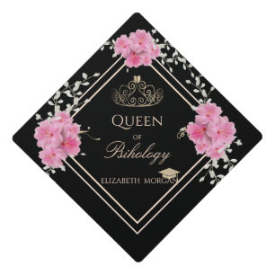 Toque De Diplômé Fleurs Élégantes, Couronne Dorée Pailletée Casquet