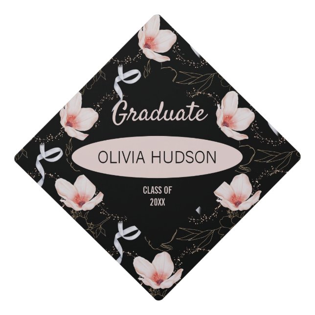 Toque De Diplômé Fleurs Et Rubans (Devant)