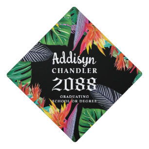 Toque De Diplômé Fleurs tropicales d'oiseaux de paradis Feuilles de