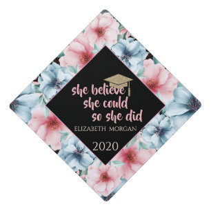Toque De Diplômé Floral, Parties scintillant Gradué Casquette-Motiv
