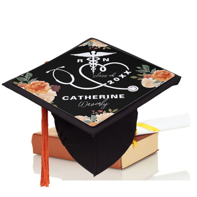 Toque De Diplômé Floral Personalized Nursing School RN (Créateur téléchargé)