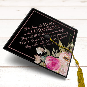 Toque De Diplômé Floral Rose Parties scintillant Bible Verse Christ