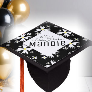 Toque De Diplômé Florales Blanches Infirmier soignant
