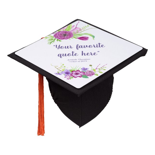 Toque De Diplômé Flore Ultra Violet et Plum personnalisée (Incliné)