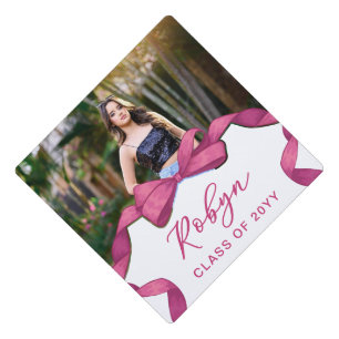 Toque De Diplômé Fuchsia Rose Pink Bow Photo Girly Graduation