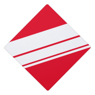 Toque De Diplômé Fun Bright Bold Red White Dynamic Racing Stripes