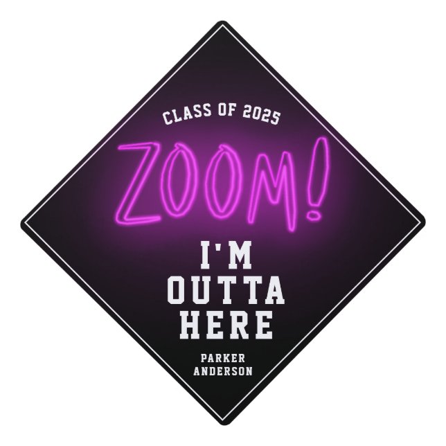 Toque De Diplômé Fun Neon Rose Zoom Graduation Moderne Cool tendanc (Devant)