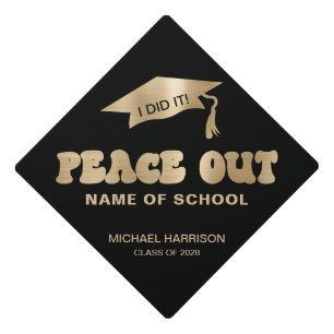 Toque De Diplômé Fundy Peace Out Nom de l'école Black Gold