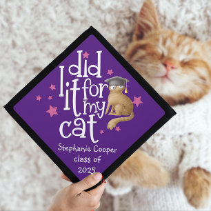 Toque De Diplômé Funny Grad 2024 Je L'Ai Fait Pour Mon Chat Purple