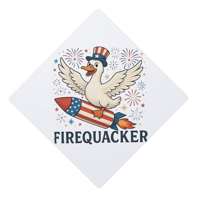 Toque De Diplômé Funny Rubber Duck USA Patriotic Firequacker 4e (Devant)