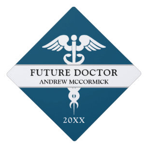 Toque De Diplômé Futur Docteur Médicale Caduceus Nom bleu de la ma