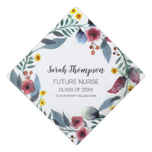 Toque De Diplômé Futur infirmier diplômé Aquarelle Florale