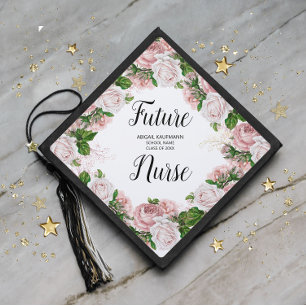 Toque De Diplômé Futur infirmier diplômé Fleurs roses vintage