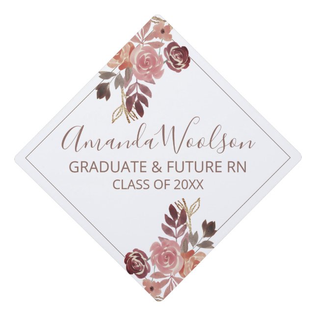 Toque De Diplômé Futur infirmière diplômée Floral (Devant)