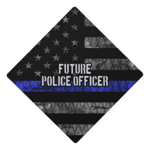 Toque De Diplômé Futur policier Ligne Bleue Mince Distorsion Fl