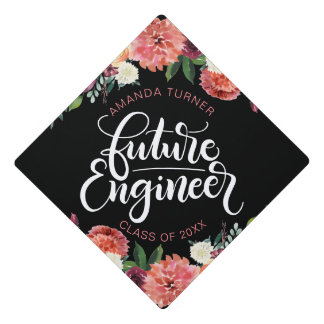 Toque De Diplômé Future ingénieur - Puissance féminine - Fleurs aqu