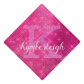 Toque De Diplômé Glam Hot rose Diamond Sparkle Chic Monogramme Nom