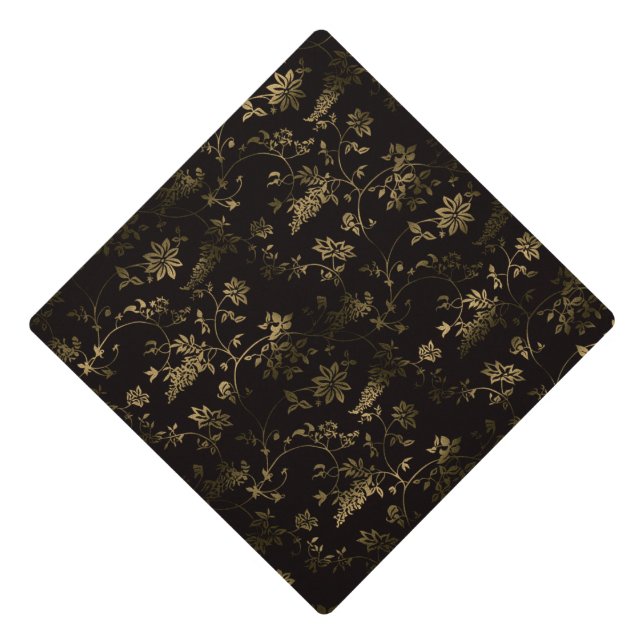 Toque De Diplômé Glam or feuille motif brun (Devant)