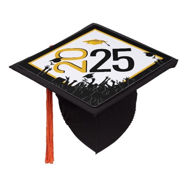 Toque De Diplômé Gold et Black 2025 Graduation (Incliné)
