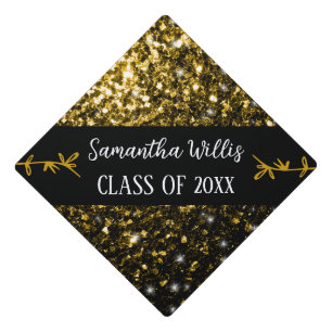 Toque De Diplômé Gold faux sparkles Nom personnalisé Classe