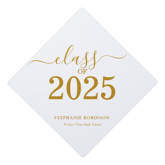 Toque De Diplômé Gold Script Class of 2025 (Devant)