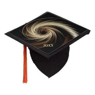 Toque De Diplômé Golden Swirl à travers Noir Année supplémentaire