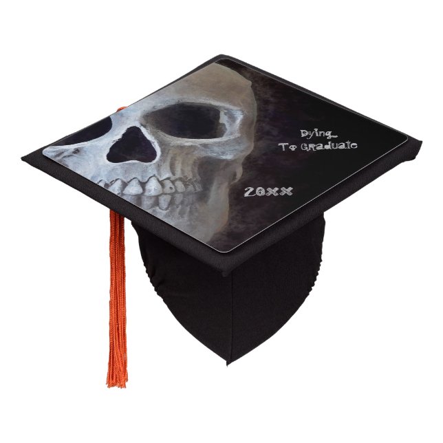 Toque De Diplômé Gothique Smokey Cool Vieux noir gris Macabre (Incliné)