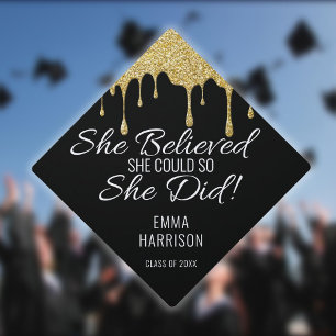 Toque De Diplômé Gouttes de paillettes d'or Elle croyait qu'elle po