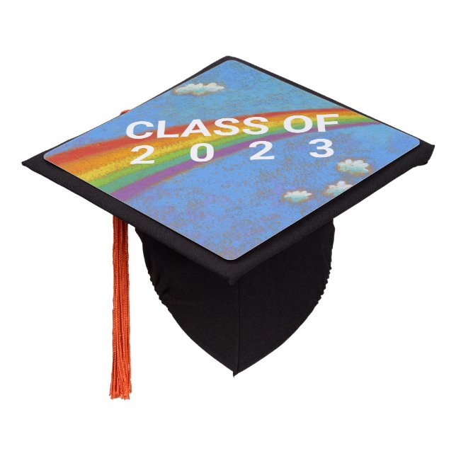 Toque De Diplômé Graduate Class of 2023 Rainbow avec Sky (Incliné)