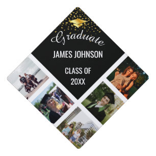 Toque De Diplômé Graduation Black & Gold Custom Photo Class Of 2025