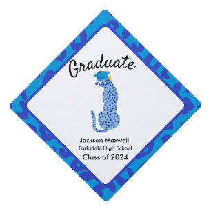 Toque De Diplômé Graduation Blue Leopard