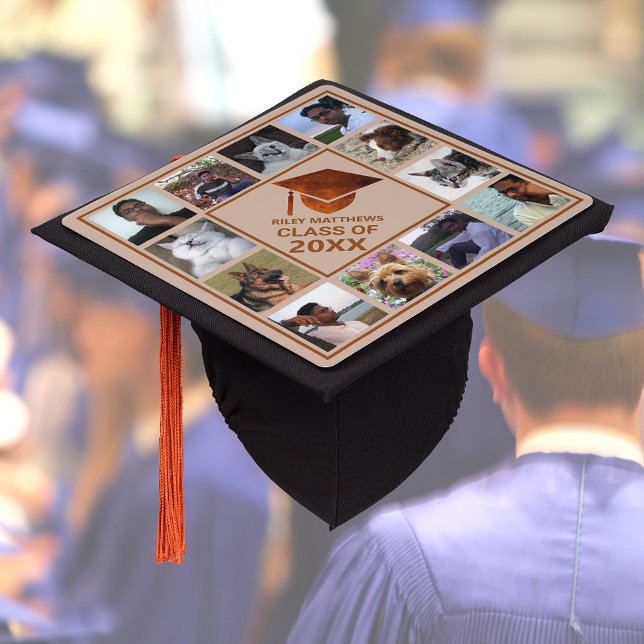 Toque De Diplômé Graduation Copper Cool tendance 12 Photo Collage (Créateur téléchargé)