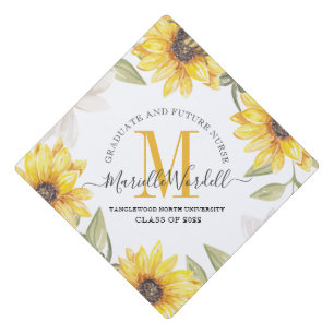 Toque De Diplômé Graduation Monogramme Futur Infirmière Fleurs de s