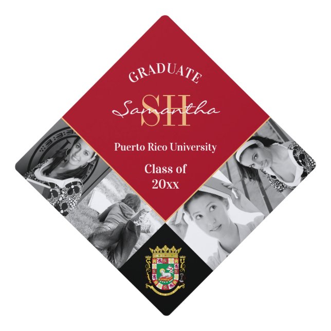 Toque De Diplômé Graduation multi photo & Porto Rico élégant (Devant)