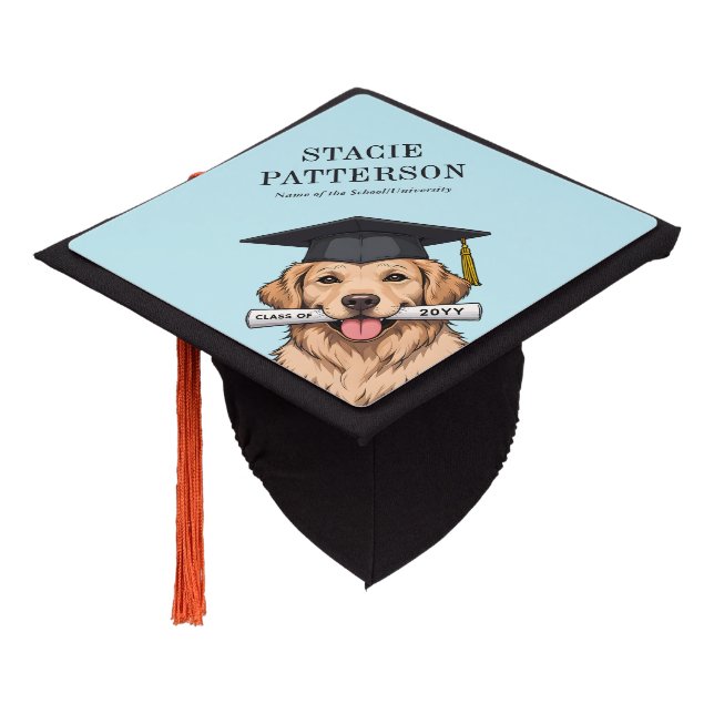 Toque De Diplômé Graduation personnalisée mignon Golden Retriever C (Incliné)