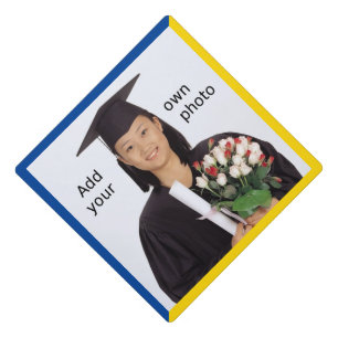 Toque De Diplômé Graduation Photo Tassel Topper, bleu, or