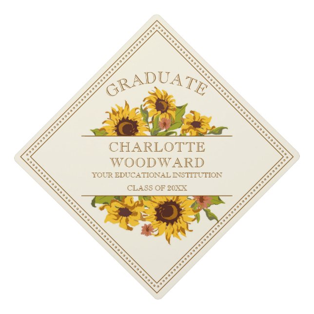 Toque De Diplômé Graduation Sunflowers Classe Florale De 2022 (Devant)