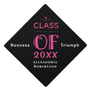 Toque De Diplômé Gradué Classe Élégante Typographie rose