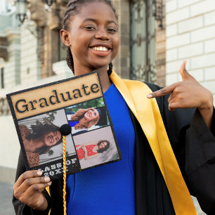 Toque De Diplômé Gras 2024 Gold Black White Multi Photo Graduate