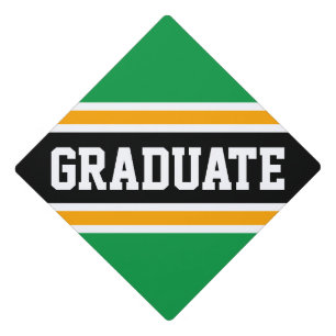 Toque De Diplômé Gras athlétique GRADUATE Sporty Green Black Stripe